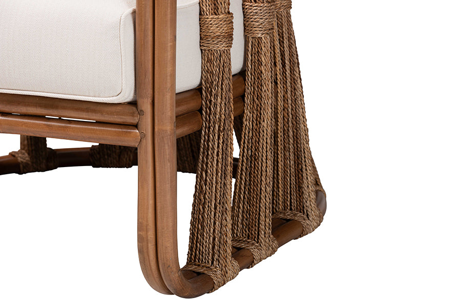 bali & pari Westham Bohemian Natural Rattan and Seagrass Arm Chair