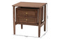 Baxton Studio Alyssa Japandi Walnut Brown Wood 2-Drawer Nightstand Woven with Rattan
