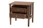 Baxton Studio Alyssa Japandi Walnut Brown Wood 2-Drawer Nightstand Woven with Rattan