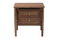 Baxton Studio Alyssa Japandi Walnut Brown Wood 2-Drawer Nightstand Woven with Rattan