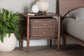 Baxton Studio Alyssa Japandi Walnut Brown Wood 2-Drawer Nightstand Woven with Rattan