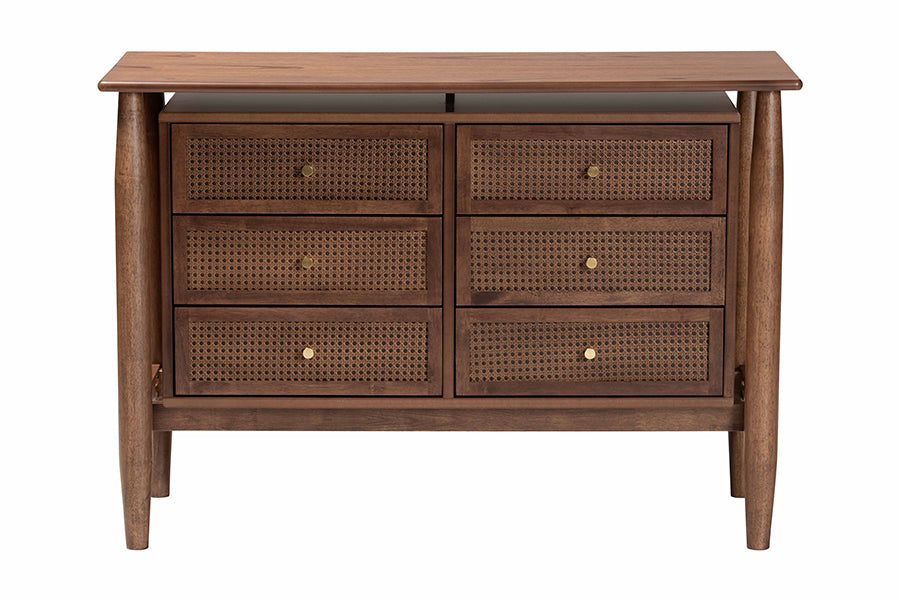 Baxton Studio Alyssa Japandi Walnut Brown Wood 6-Drawer Dresser