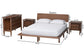 Baxton Studio Alyssa Japandi Walnut Brown Wood Queen Size 4-Piece Bedroom Set