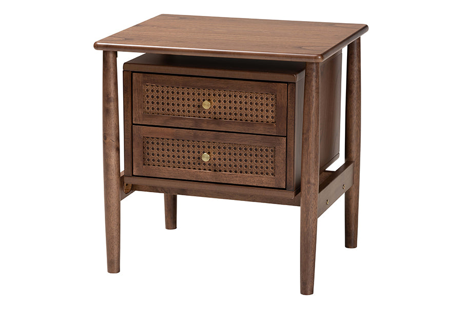 Baxton Studio Alyssa Japandi Walnut Brown Wood King Size 3-Piece Bedroom Set