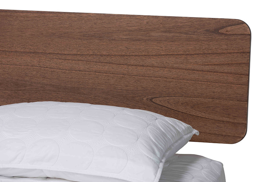 Baxton Studio Alyssa Japandi Walnut Brown Wood King Size 3-Piece Bedroom Set
