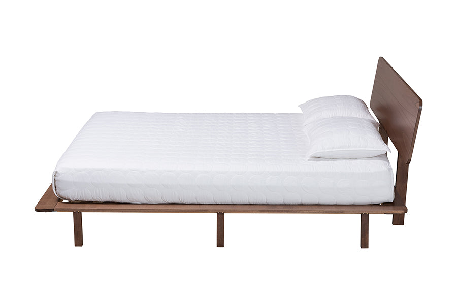 Baxton Studio Alyssa Japandi Walnut Brown Wood King Size Platform Bed