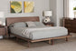Baxton Studio Alyssa Japandi Walnut Brown Wood Queen Size Platform Bed