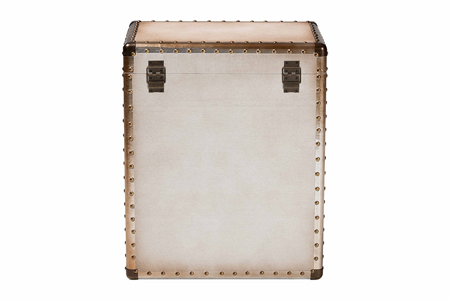 Baxton Studio Agatha Vintage Coffee Canvas 2-Drawer Storage Trunk