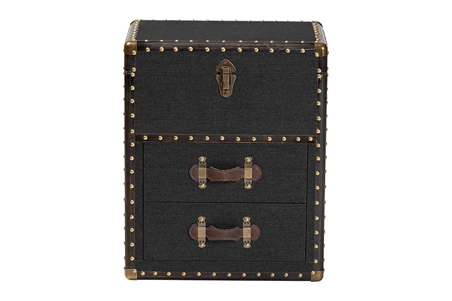 Baxton Studio Agatha Vintage Black Canvas 2-Drawer Storage Trunk