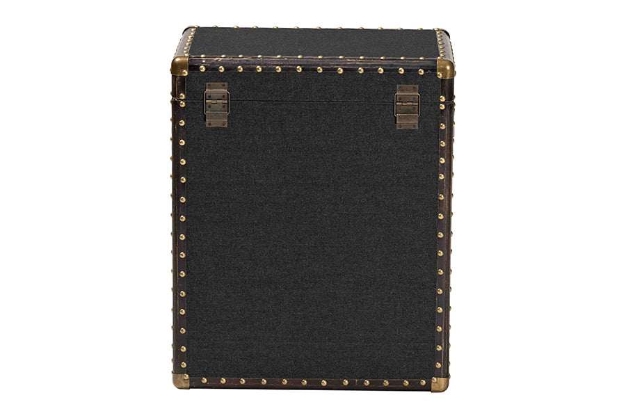 Baxton Studio Agatha Vintage Black Canvas 2-Drawer Storage Trunk