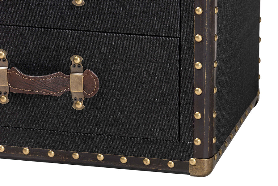 Baxton Studio Agatha Vintage Black Canvas 2-Drawer Storage Trunk