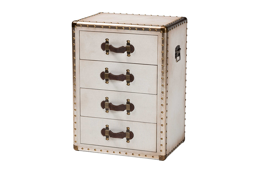 Baxton Studio Jaelyn Vintage Coffee Canvas 4-Drawer End Table