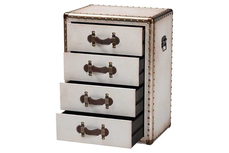 Baxton Studio Jaelyn Vintage Coffee Canvas 4-Drawer End Table