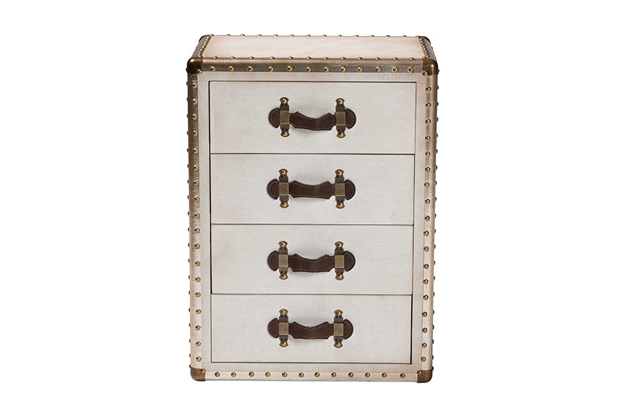 Baxton Studio Jaelyn Vintage Coffee Canvas 4-Drawer End Table