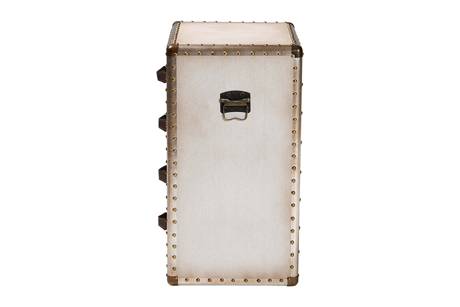 Baxton Studio Jaelyn Vintage Coffee Canvas 4-Drawer End Table