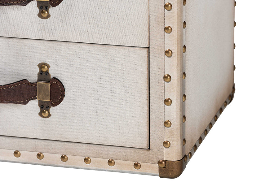 Baxton Studio Jaelyn Vintage Coffee Canvas 4-Drawer End Table
