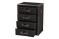 Baxton Studio Jaelyn Vintage Black Canvas 4-Drawer End Table