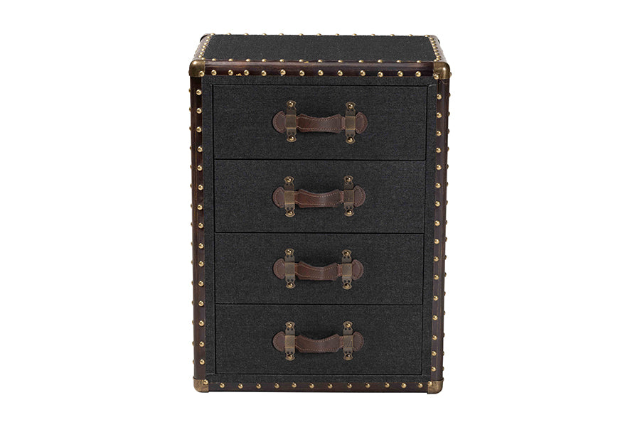 Baxton Studio Jaelyn Vintage Black Canvas 4-Drawer End Table