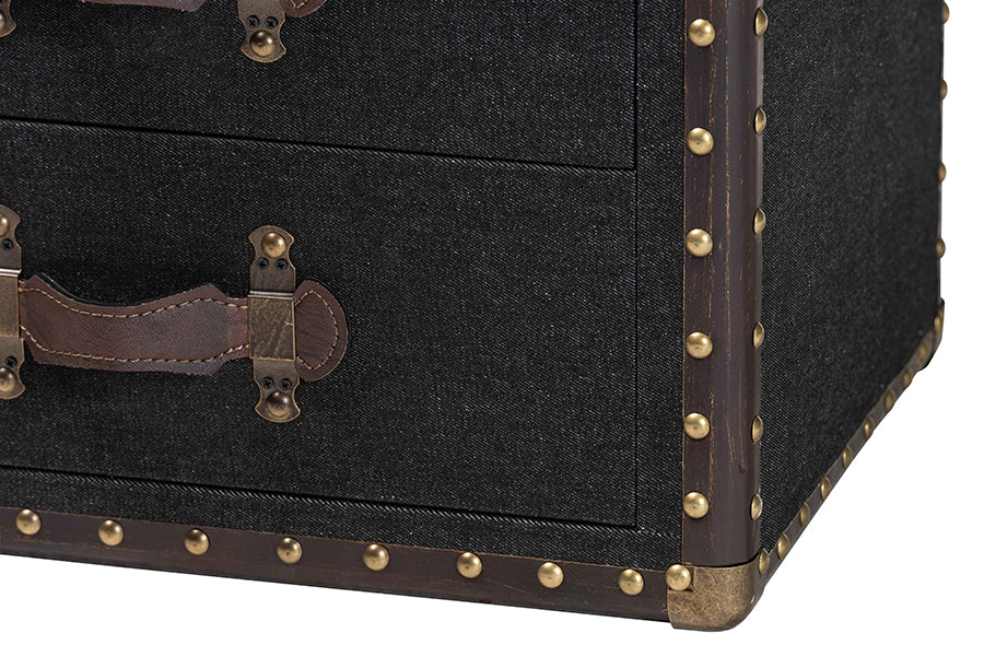 Baxton Studio Jaelyn Vintage Black Canvas 4-Drawer End Table