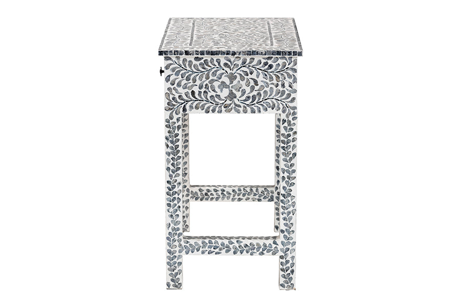 bali & pari Diata Coastal Black and White Mother of Pearl Capiz Shell 2-Drawer Console Table
