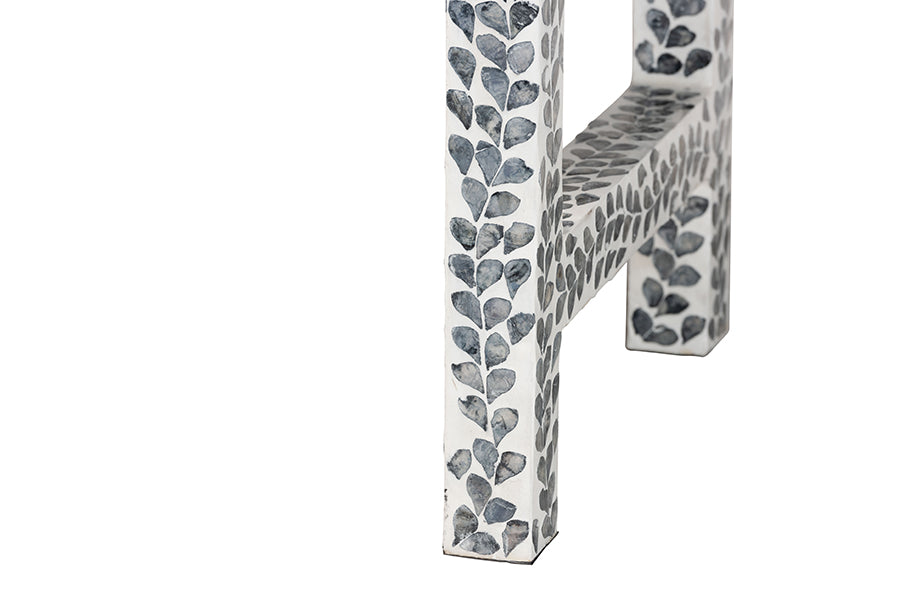 bali & pari Diata Coastal Black and White Mother of Pearl Capiz Shell 2-Drawer Console Table