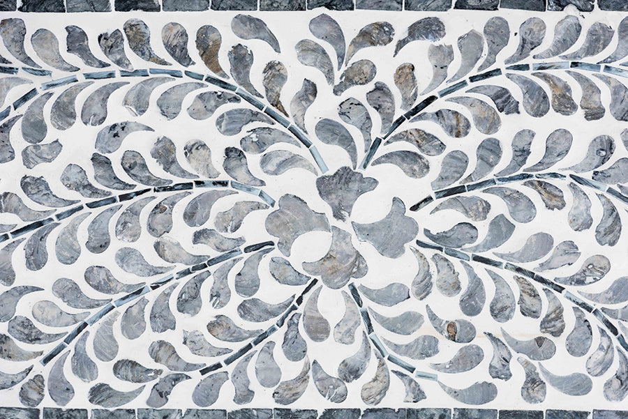 bali & pari Diata Coastal Black and White Mother of Pearl Capiz Shell 2-Drawer Console Table