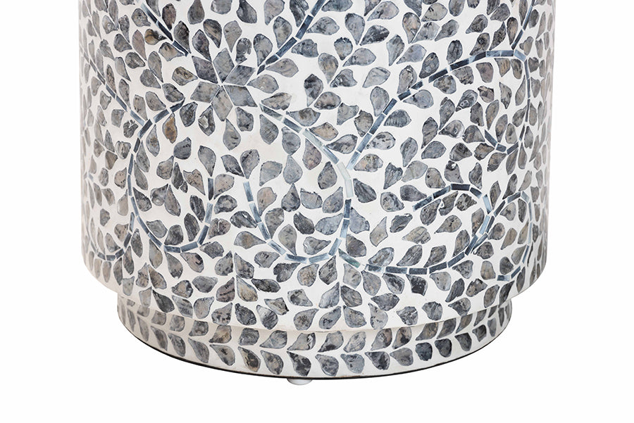 bali & pari Marilla Coastal Black and White Mother of Pearl Capiz Shell Ottoman Footstool