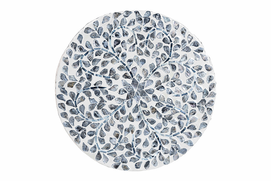 bali & pari Marilla Coastal Black and White Mother of Pearl Capiz Shell Ottoman Footstool