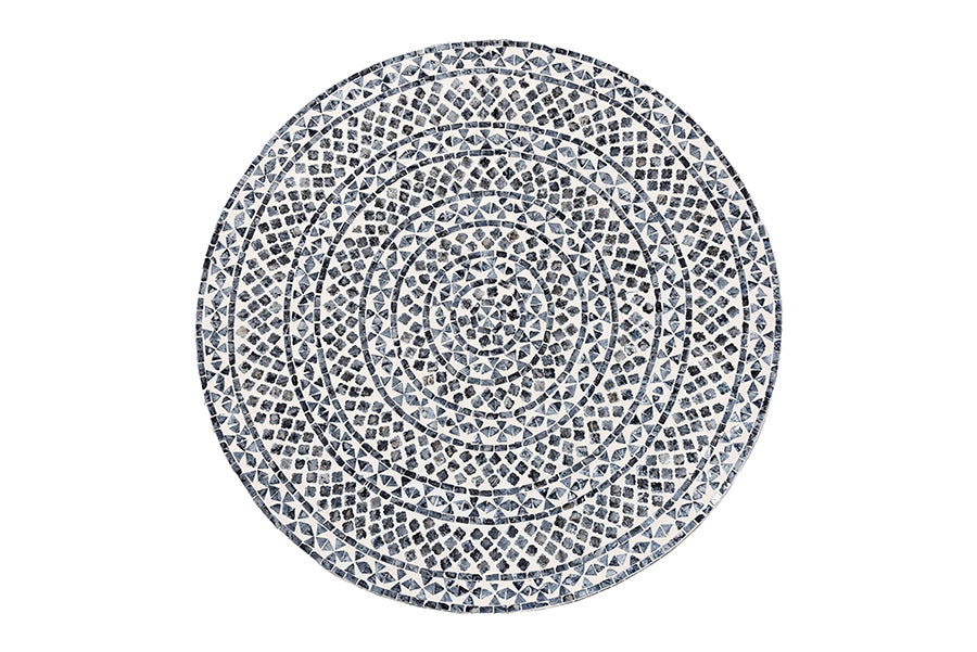 bali & pari Idra Coastal Black and White Mother of Pearl Capiz Shell Coffee Table
