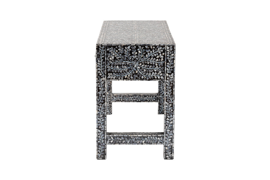 bali & pari Elara Coastal Black and White Mother of Pearl Capiz Shell 3-Drawer Console Table