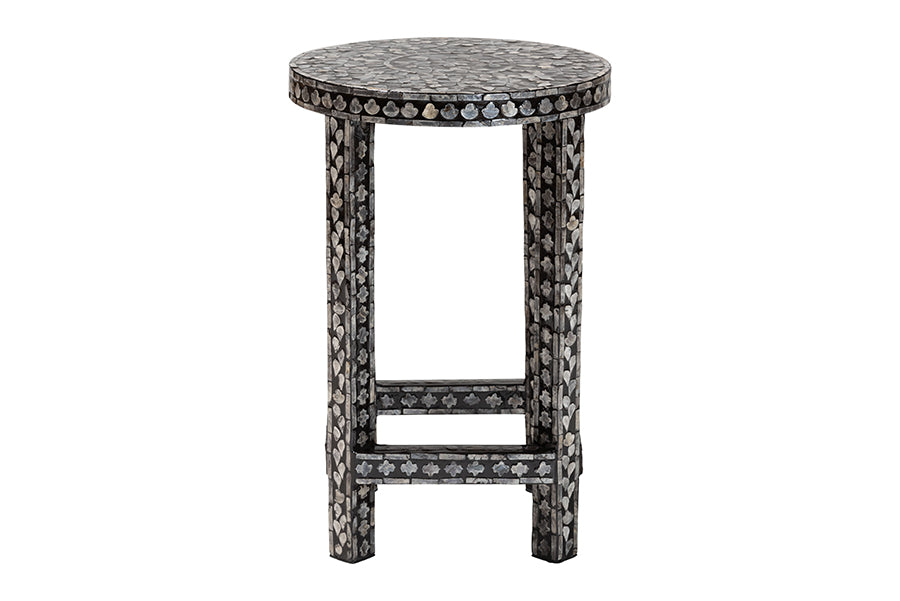 bali & pari Elara Coastal Black and White Mother of Pearl Capiz Shell End Table