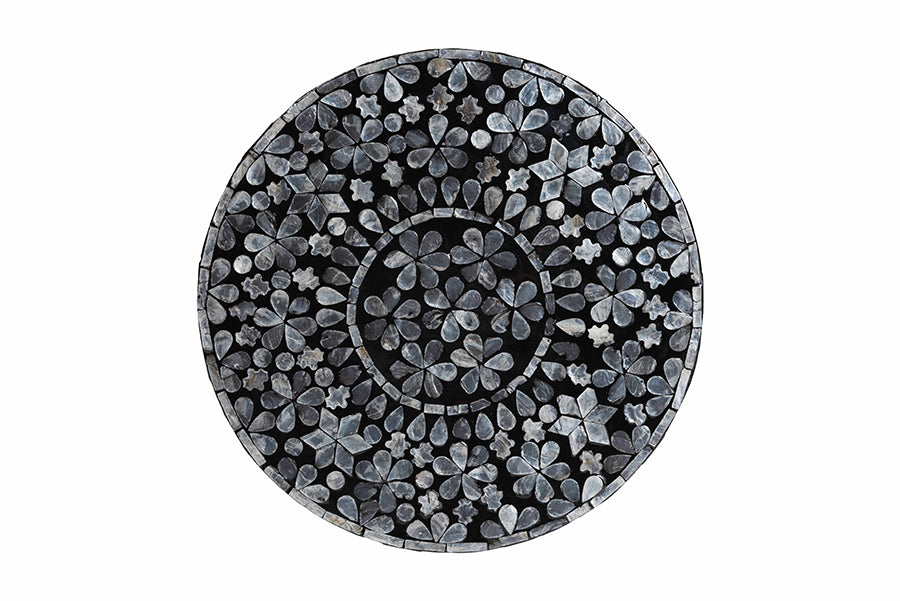bali & pari Elara Coastal Black and White Mother of Pearl Capiz Shell End Table