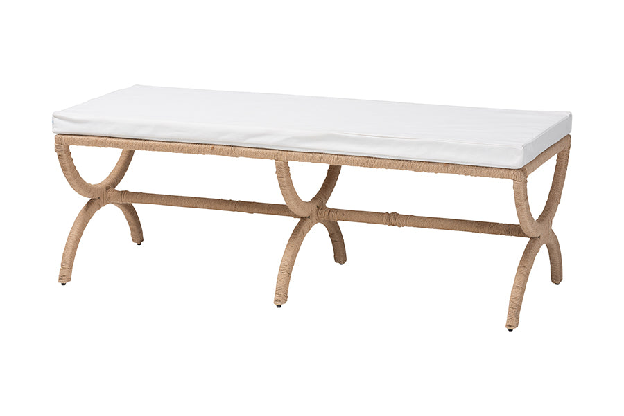 bali & pari Maliyah Japandi Natural Jute Accent Bench