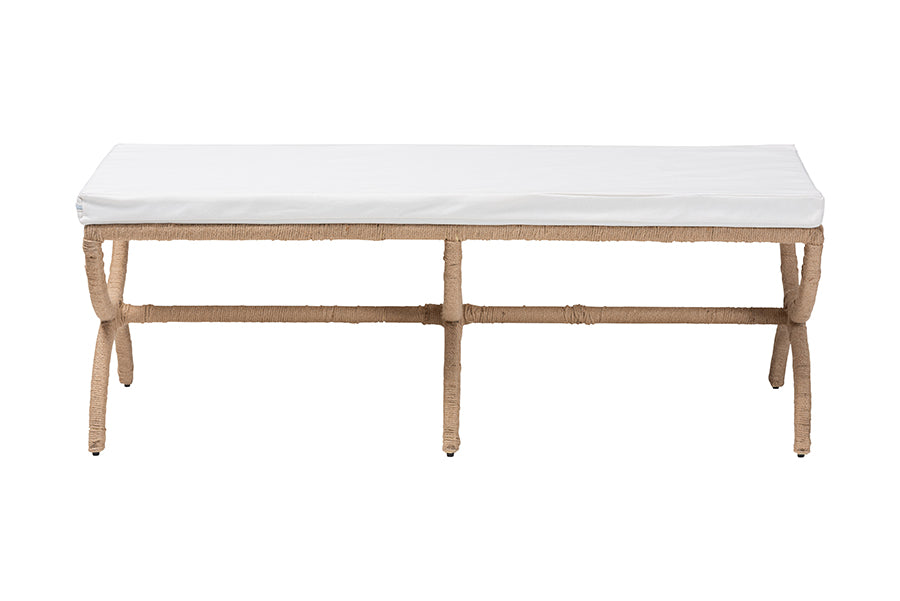 bali & pari Maliyah Japandi Natural Jute Accent Bench