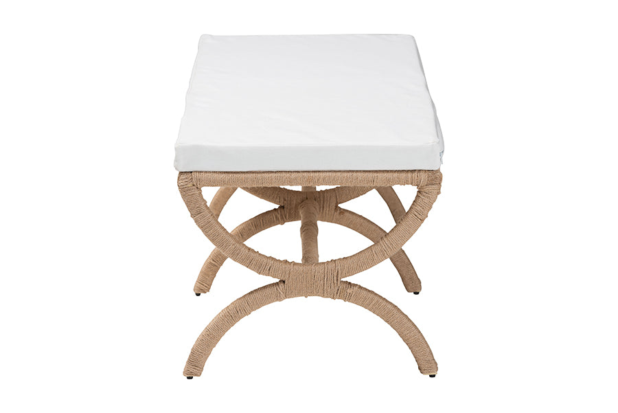 bali & pari Maliyah Japandi Natural Jute Accent Bench