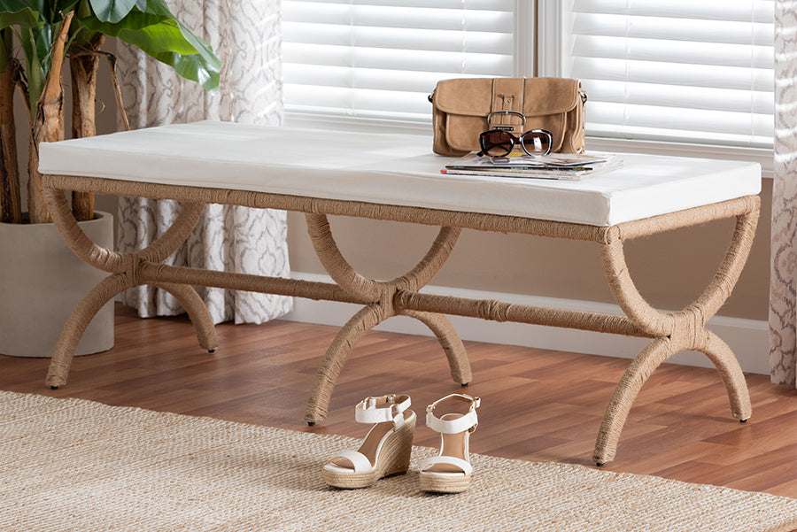 bali & pari Maliyah Japandi Natural Jute Accent Bench