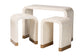 bali & pari Carlyn Coastal Beige and White Mother of Pearl Capiz Shell 3-Piece Accent Table Set