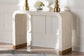 bali & pari Carlyn Coastal Beige and White Mother of Pearl Capiz Shell Console Table