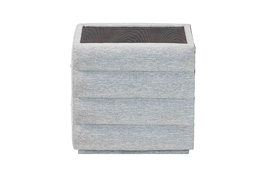 Baxton Studio Cadmus Modern Light Grey Channel-Tufted Fabric 2-Drawer Nightstand