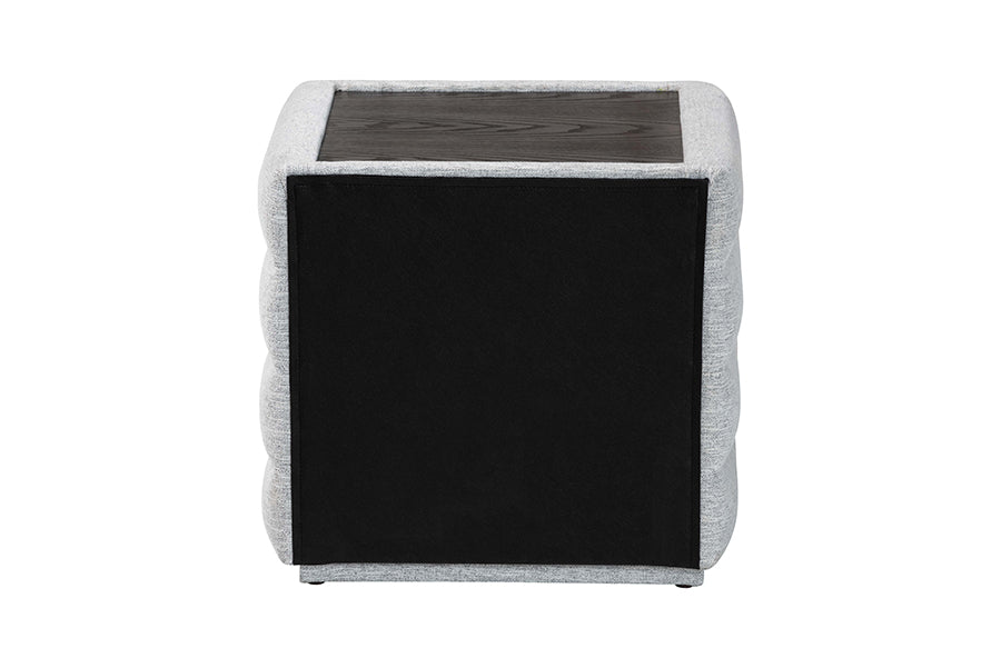 Baxton Studio Cadmus Modern Light Grey Channel-Tufted Fabric 2-Drawer Nightstand