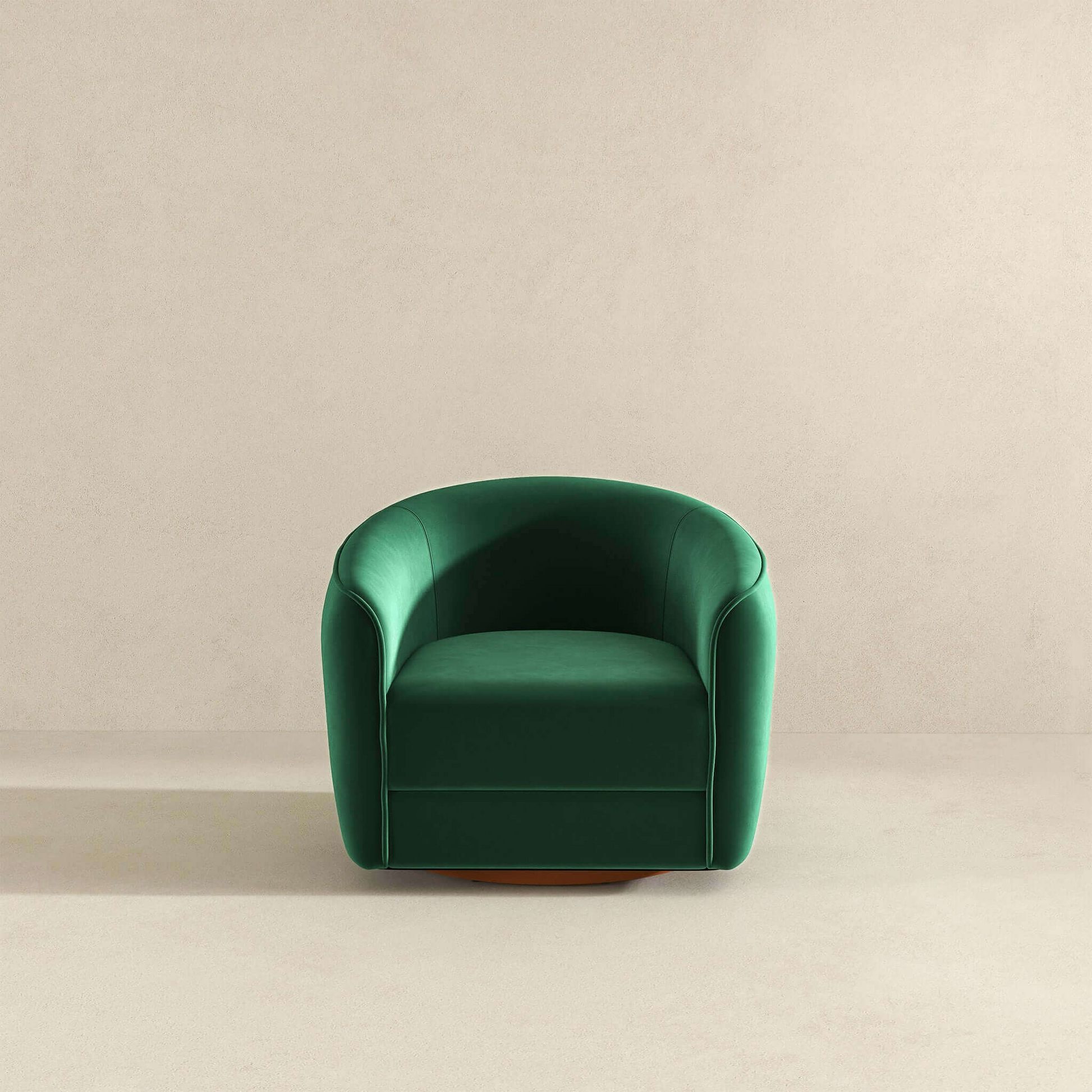 Modern green velvet accent chair with curved back, FredCo International furniture