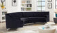 140" Black Velvet Curved Sofa FredCo
