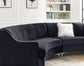140" Black Velvet Curved Sofa FredCo
