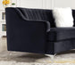 140" Black Velvet Curved Sofa FredCo