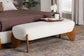Baxton Studio Vinicio Mid-Century Modern Cream Boucle Accent Bench