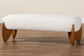 Baxton Studio Vinicio Mid-Century Modern Cream Boucle Accent Bench