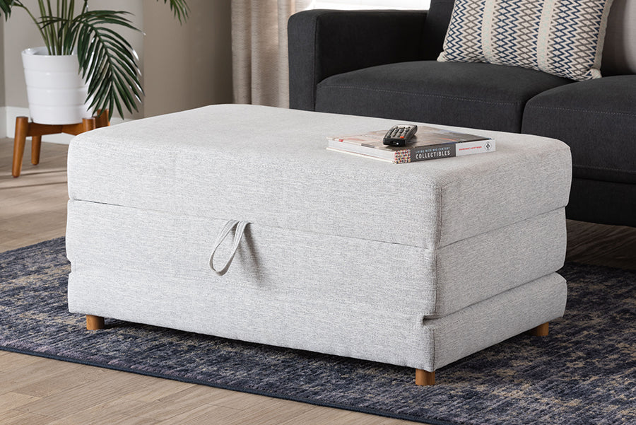 Baxton Studio Sabriel Modern Light Grey Fabric Convertible Sleeper Ottoman
