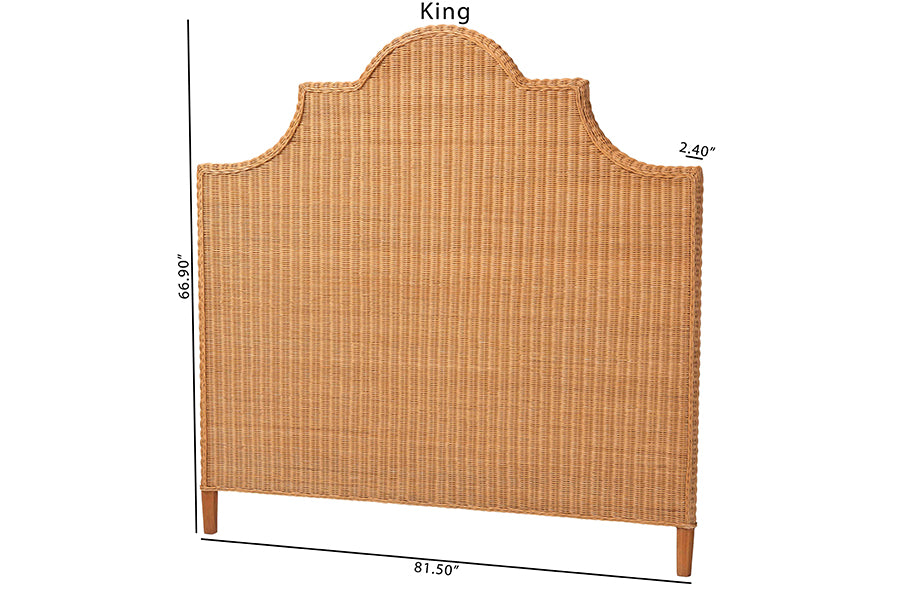 bali & pari Melanie Bohemian Light Honey Rattan Queen Size Standalone Headboard