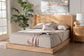 Baxton Studio Glennis Japandi Natural Brown Wood Queen Size Platform Bed with Woven Rattan