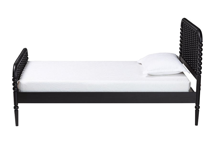 Baxton Studio Lucera Mid-Century Black Twin Size Bobbin Bed